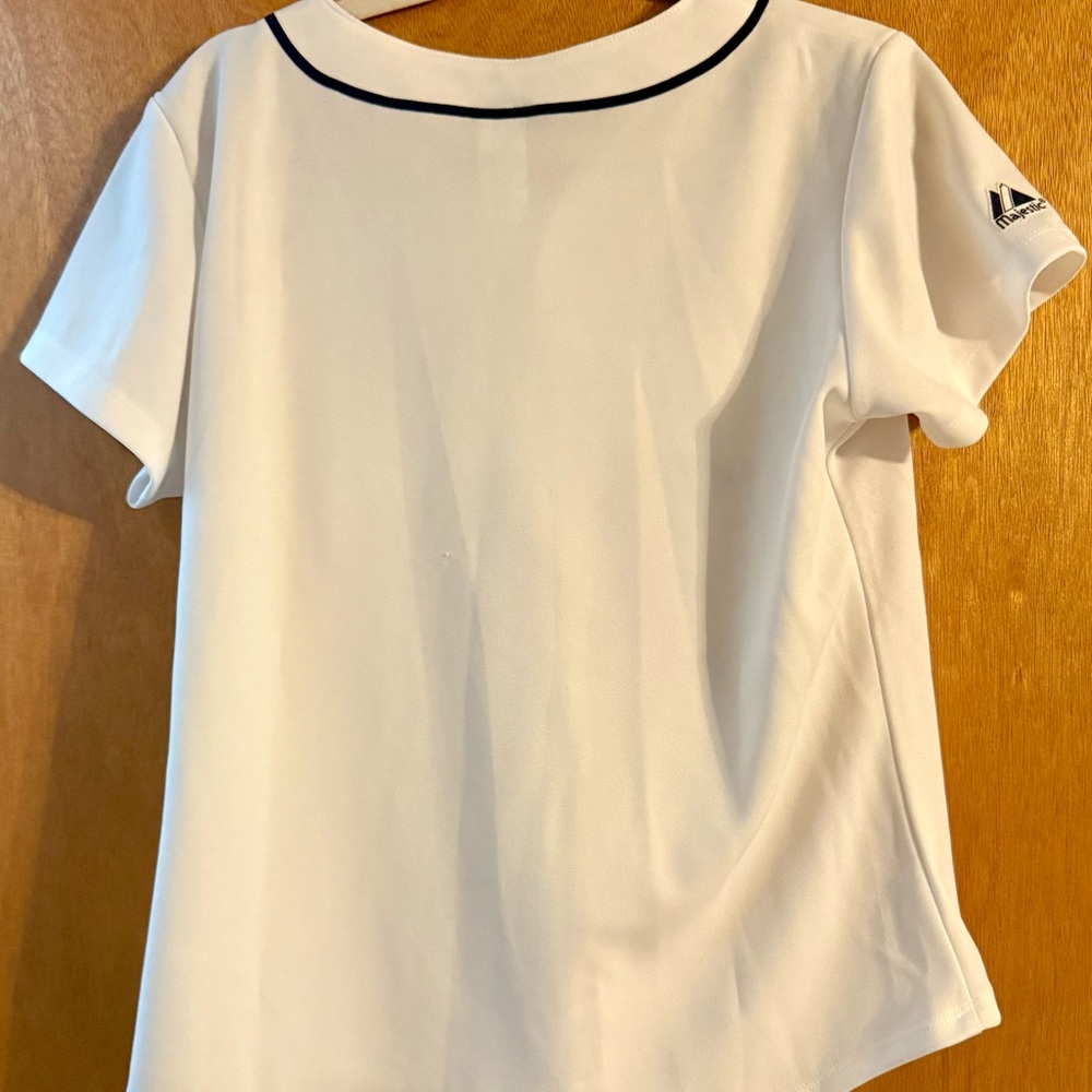 Majestic White Seattle Mariners Jersey with Teal and Black Accents - Picture 3 of 3